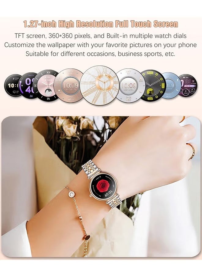RollsTimi  - Ladies Diamond SmartWatch, 1.27-Inch High-Definition Screen, Fitness Waterproof, Heart Rate Monitoring, Universal For Android And iOS Systems, RT I109 Two Tone Gold - Image 1
