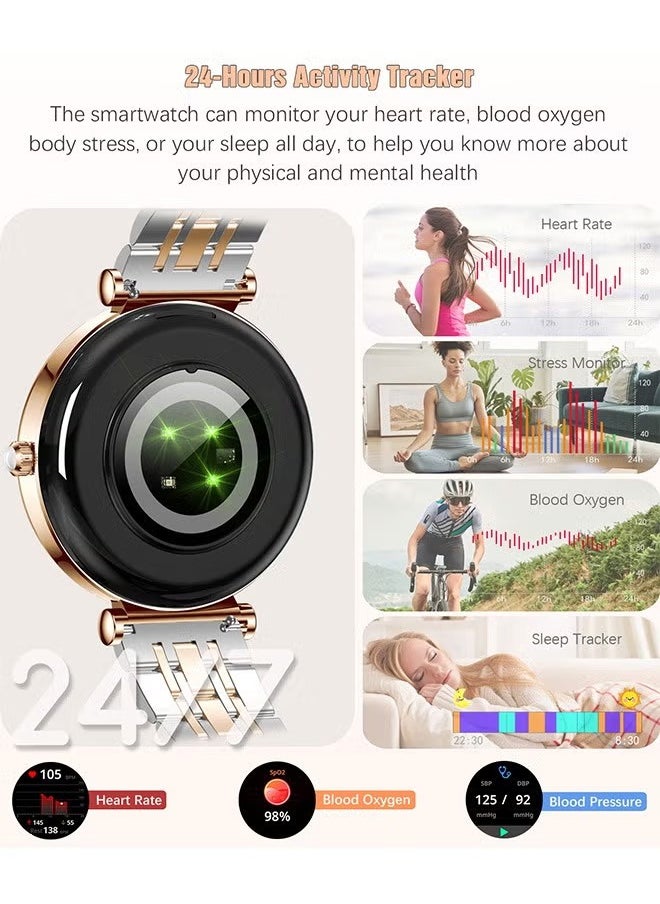 RollsTimi  - Ladies Diamond SmartWatch, 1.27-Inch High-Definition Screen, Fitness Waterproof, Heart Rate Monitoring, Universal For Android And iOS Systems, RT I109 Two Tone Gold - Image 1