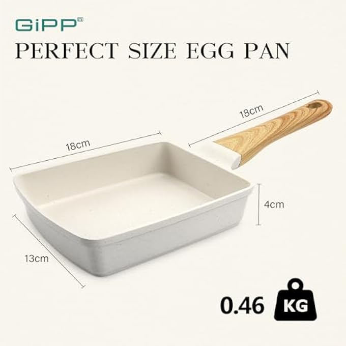 GIPP Non Stick Egg Pan  Section Breakfast Frying Pan Grill Pan With HeatResistant Handle Omelette Pan Compatible With All Stovetops Pfoa Free White Tamagoyaki - Image 2