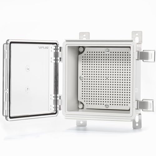 QILIPSU Waterproof Junction Box IP67 Outdoor Plastic Electrical Project Enclosure Weatherproof with Mounting Plate, Wall Brackets, Hinged Clear Cover 5.9"x5.9"x3.5" CC - Image 1