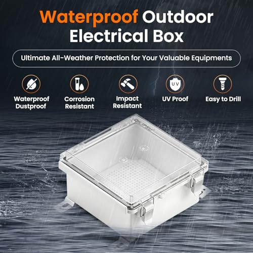 QILIPSU Waterproof Junction Box IP67 Outdoor Plastic Electrical Project Enclosure Weatherproof with Mounting Plate, Wall Brackets, Hinged Clear Cover 5.9"x5.9"x3.5" CC - Image 2