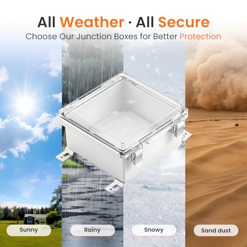 QILIPSU Waterproof Junction Box IP67 Outdoor Plastic Electrical Project Enclosure Weatherproof with Mounting Plate, Wall Brackets, Hinged Clear Cover 5.9"x5.9"x3.5" CC - Image 5