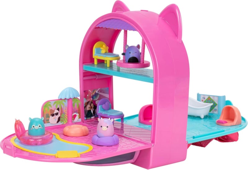 Squish-a-longs Party Pack On-The-Go Playset - Series 1 - Three 1â€ Mini-Squish with 9 Furnishings - Collect, Trade, & Play