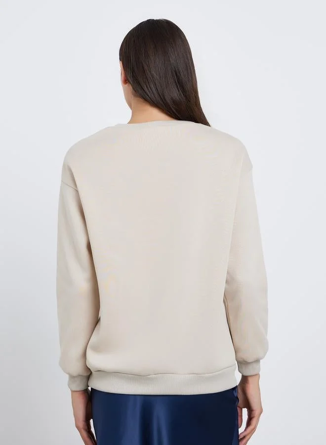 Take Two Beige Take Two Beige California Print Relaxed Fit Sweatshirt for Women | Best Price UAE