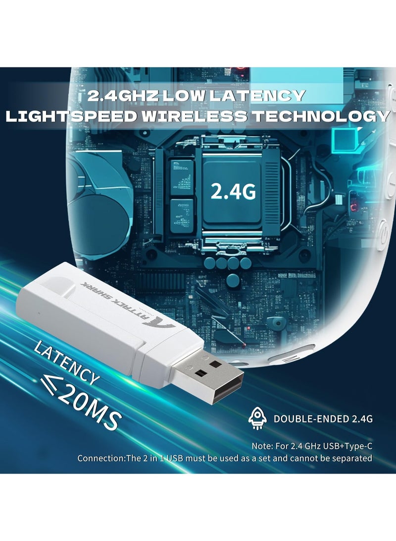 Attack Shark L90 RGB Wireless Gaming Headset for PS4/PS5/PC/Xbox,2.4Ghz Bluetooth Gaming Headphone with Mic,Lightweight,Foldable,Customize via Software - White - Image 3