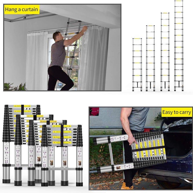 Sharpdo Aluminum Telescopic Ladder, Maximum Load Capacity 150KG, Multi-purpose Foldable Ladder, Suitable for RV or Outdoor Work 200CM - Image 3