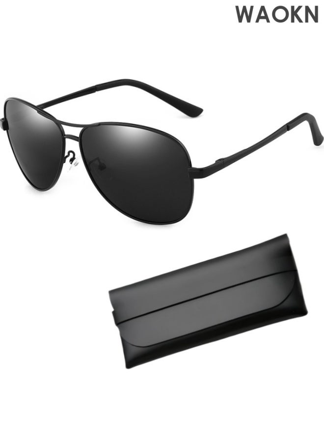 WAOKN Men's Polarized Aviator Sunglasses, Protection Sun Glasses with Ultralight Metal Frame, Fashion Anti-Glare Sun Shades for Driving,Golfing, Fishing, Traveling for Men Women Athleisure Wayfarer Frame Polarized Sun Glasses  with Metal Frame Fashion Anti-Glare Sun Shades - Image 1