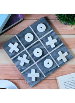 Crocon Tic Tac Toe Game - Table Games, Tic Tac Toe Board, Family House Game, Coffee Table Indoor Party Game, Tic Tac Toe Game Large, Grey Board With White Zero & Cross 8"X 8"  - Image 1