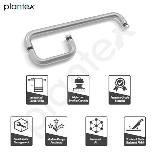 Plantex Shower Cubical Door Handle/Stainless Steel Towel Bar Handle/Towel Holder for Glass Shower Door and Bath Door Pull Handle - Pack of 1 (Satin) - Image 3