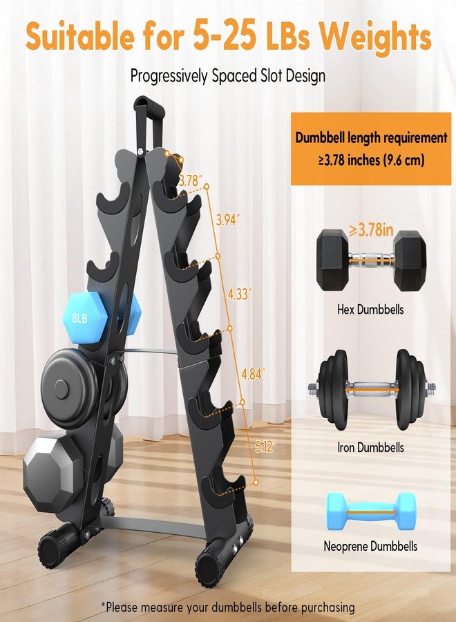 AmazeFan 5 Tier Dumbbell Rack Stand Only, A-Frame Design Weight Rack with Handle, Weight Rack for Home Gym Storage Stand, Weights Metal Strength Training Dumbbell Holder (Dumbells not Included) - Image 2