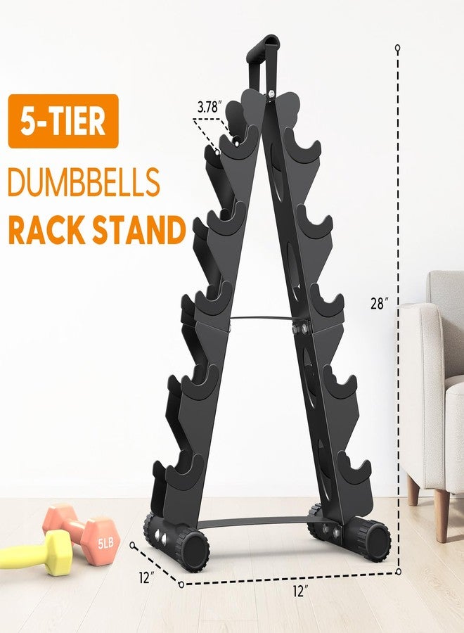 AmazeFan 5 Tier Dumbbell Rack Stand Only, A-Frame Design Weight Rack with Handle, Weight Rack for Home Gym Storage Stand, Weights Metal Strength Training Dumbbell Holder (Dumbells not Included) - Image 5