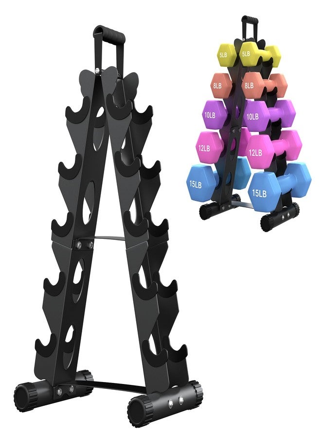 AmazeFan 5 Tier Dumbbell Rack Stand Only, A-Frame Design Weight Rack with Handle, Weight Rack for Home Gym Storage Stand, Weights Metal Strength Training Dumbbell Holder (Dumbells not Included) - Image 1