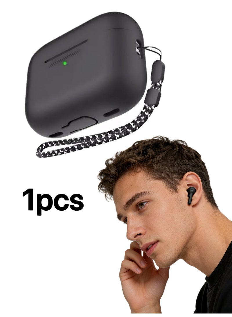 غطاء حماية من السيليكون AirPods Pro 2 【LED أمامي مرئي】 متوافق مع AirPods Pro الجيل الثاني (أسود) - Image 1