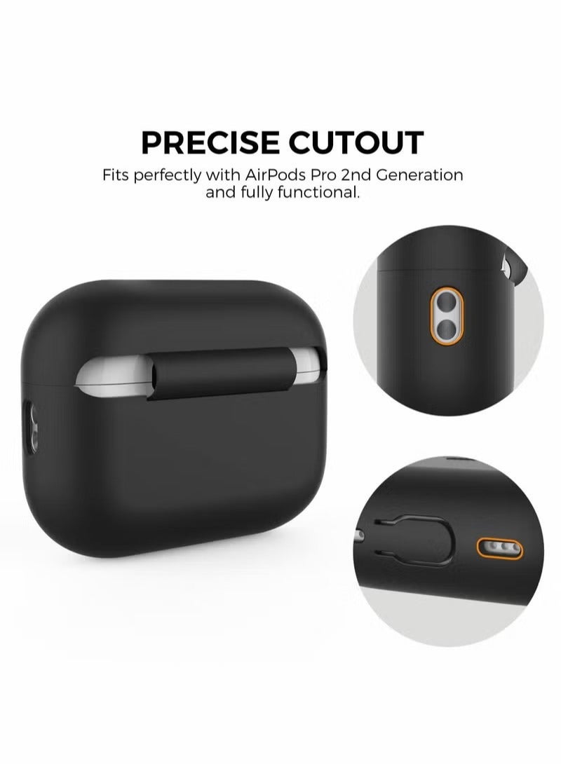 غطاء حماية من السيليكون AirPods Pro 2 【LED أمامي مرئي】 متوافق مع AirPods Pro الجيل الثاني (أسود) - Image 5