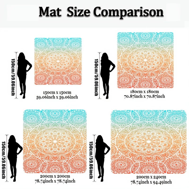 181cm Mixed Orange Blue Mandala Beach Mat Fade Resistant Windproof Portable Picnic - Image 5