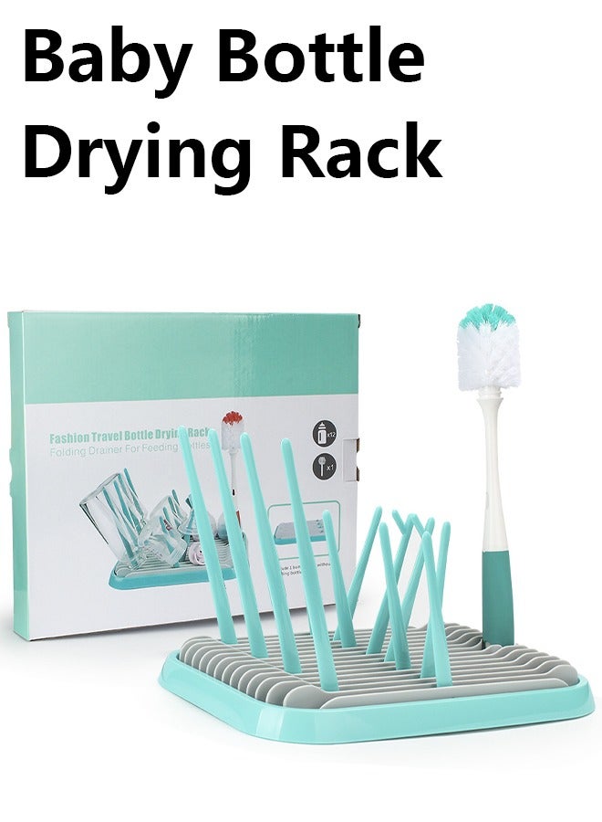 Baby Bottle Drying Rack with Tray - Space-Saving Drying Rack for Baby Bottles, Cups, Pump Parts - Large Capacity Bottle Dryer - Travel Essentials - Newborn Essentials Essentials, Mint Green - Image 1