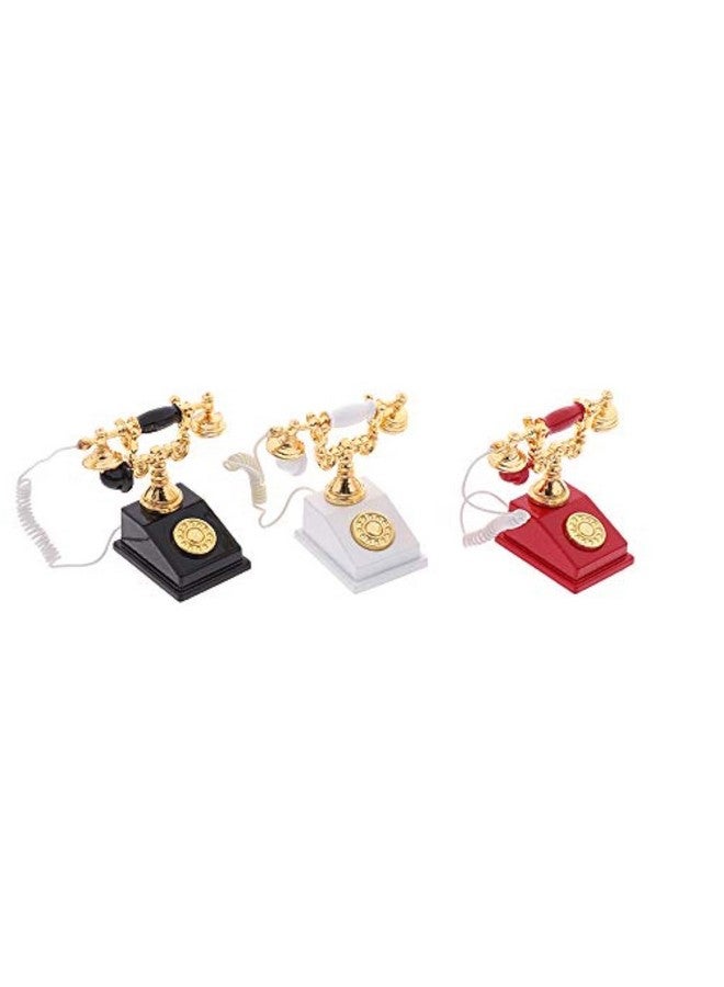 TBoxBo 3 Pcs Dollhouse 1/12 Vintage Miniature Phone Model Rotary Telephone Decoration Retro Desk Phone Toy for Dollhouse Furniture Accessories - Image 1