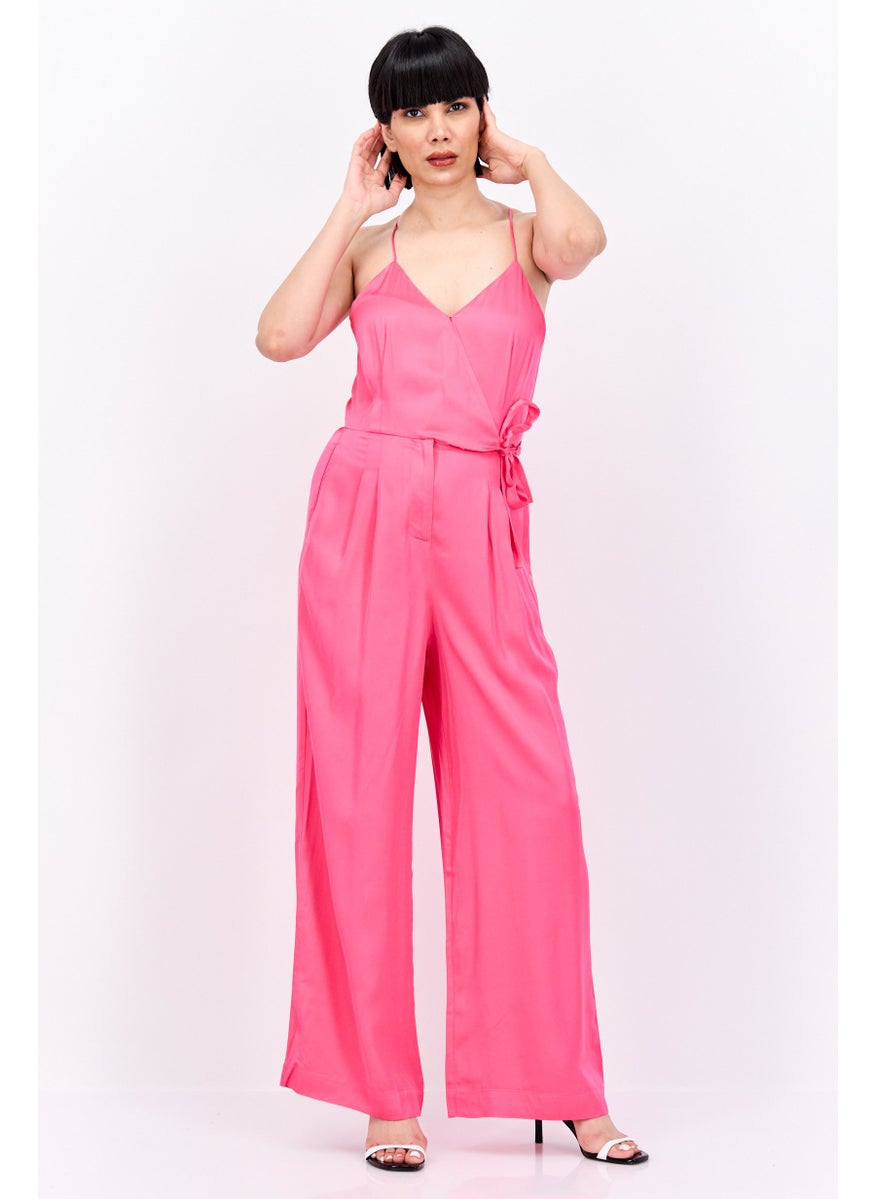 Scotch & Soda - Women Plain Sleeveless Jumpsuit, Pink - Image 1