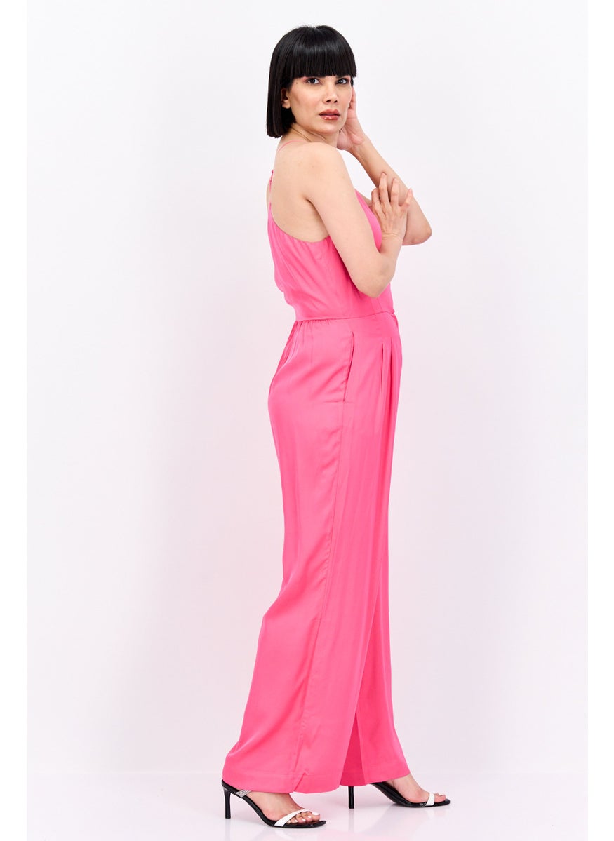 Scotch & Soda - Women Plain Sleeveless Jumpsuit, Pink - Image 1