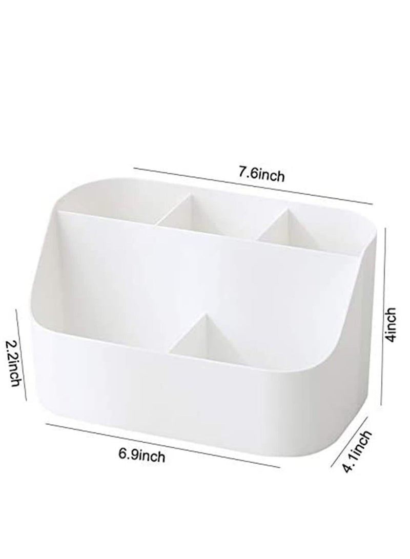 SYOSI Desk Organizer 5 Compartment Pen Pencil Holder Stationery Desktop Caddy Office Storage for Kids Teacher Pen Holder for Desk Cute Organization and Accessories for Office, Home, School(White) - Image 5