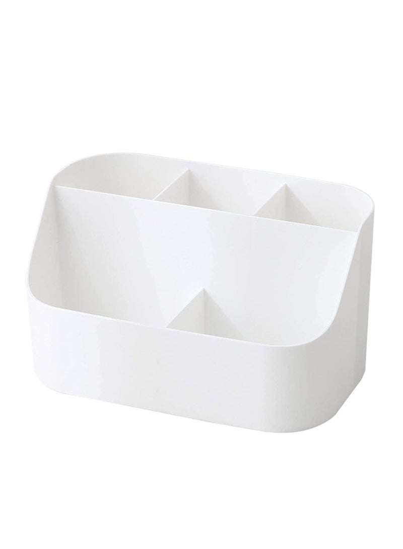 SYOSI Desk Organizer 5 Compartment Pen Pencil Holder Stationery Desktop Caddy Office Storage for Kids Teacher Pen Holder for Desk Cute Organization and Accessories for Office, Home, School(White) - Image 1