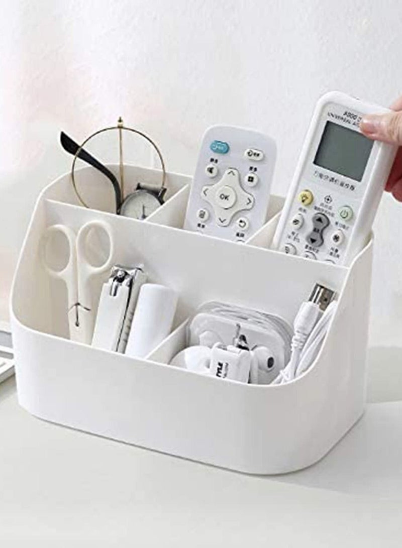 SYOSI Desk Organizer 5 Compartment Pen Pencil Holder Stationery Desktop Caddy Office Storage for Kids Teacher Pen Holder for Desk Cute Organization and Accessories for Office, Home, School(White) - Image 3