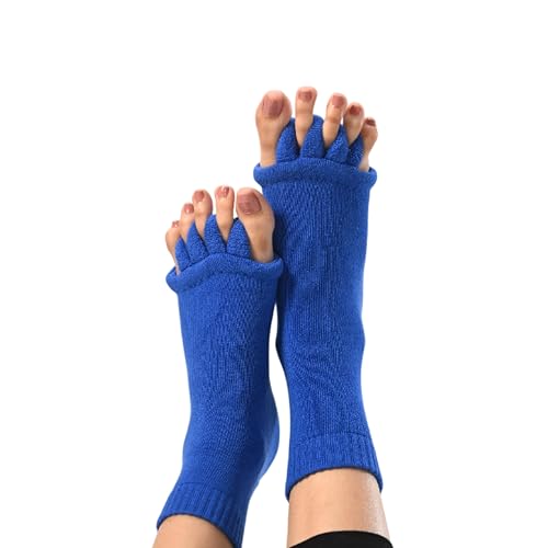 DIRTS Original Foot Alignment 5-Toe Separator Orthopedic Cotton Socks for Women & Men – Bunion Corrector & Plantar Fasciitis Support(Navy Blue, M) - Image 1