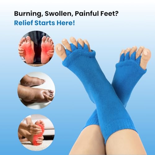 DIRTS Original Foot Alignment 5-Toe Separator Orthopedic Cotton Socks for Women & Men – Bunion Corrector & Plantar Fasciitis Support(Navy Blue, M) - Image 5