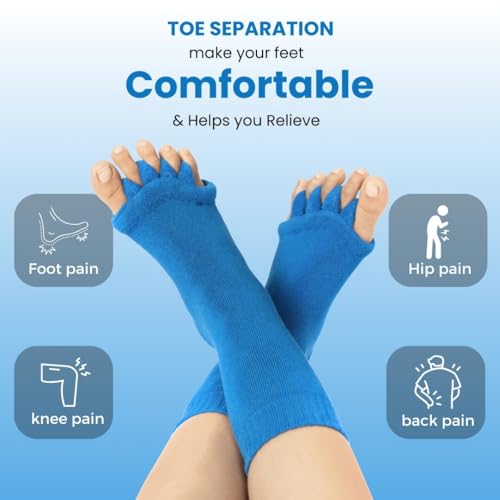 DIRTS Original Foot Alignment 5-Toe Separator Orthopedic Cotton Socks for Women & Men – Bunion Corrector & Plantar Fasciitis Support(Navy Blue, M) - Image 4