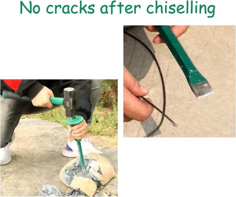 Lestino Mason Chisel With Hand Guard, 12 inches (30 cm) Heavy Duty Flat End Rock Concrete Mortar Stone Chisel for Demolishing Carving Scaling Breaking Hounding - Image 4
