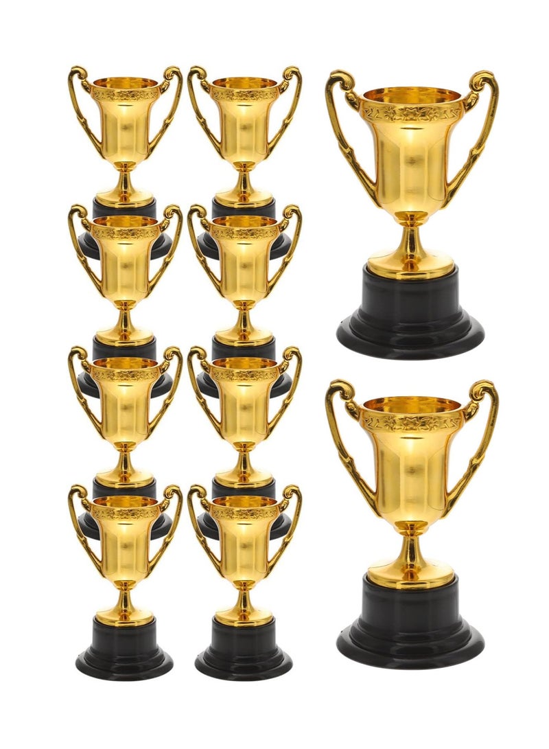 Excefore Trophy Cups, 10 Pcs Plastic Gold Trophy Medal Mini Reward Small Prize Cup Props, Reward Your Winners with 10 Gold Plastic Trophy Cups - Perfect for Kids School Competitions and Parties - Image 1