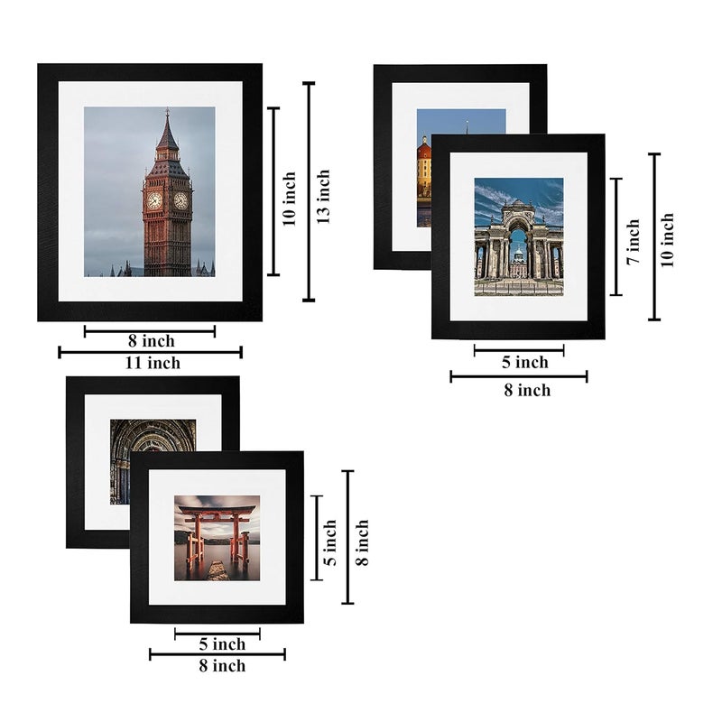 Wens Ps Wood Photo Frame Ps Wood 38 cm X 155 cm X 125 cm Black Set of 5 - Image 5