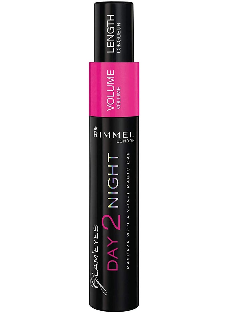 RIMMEL LONDON - Glam Eyes Day 2 Night Mascara With 2in-1 Magic Cap - 001 Black - Image 1