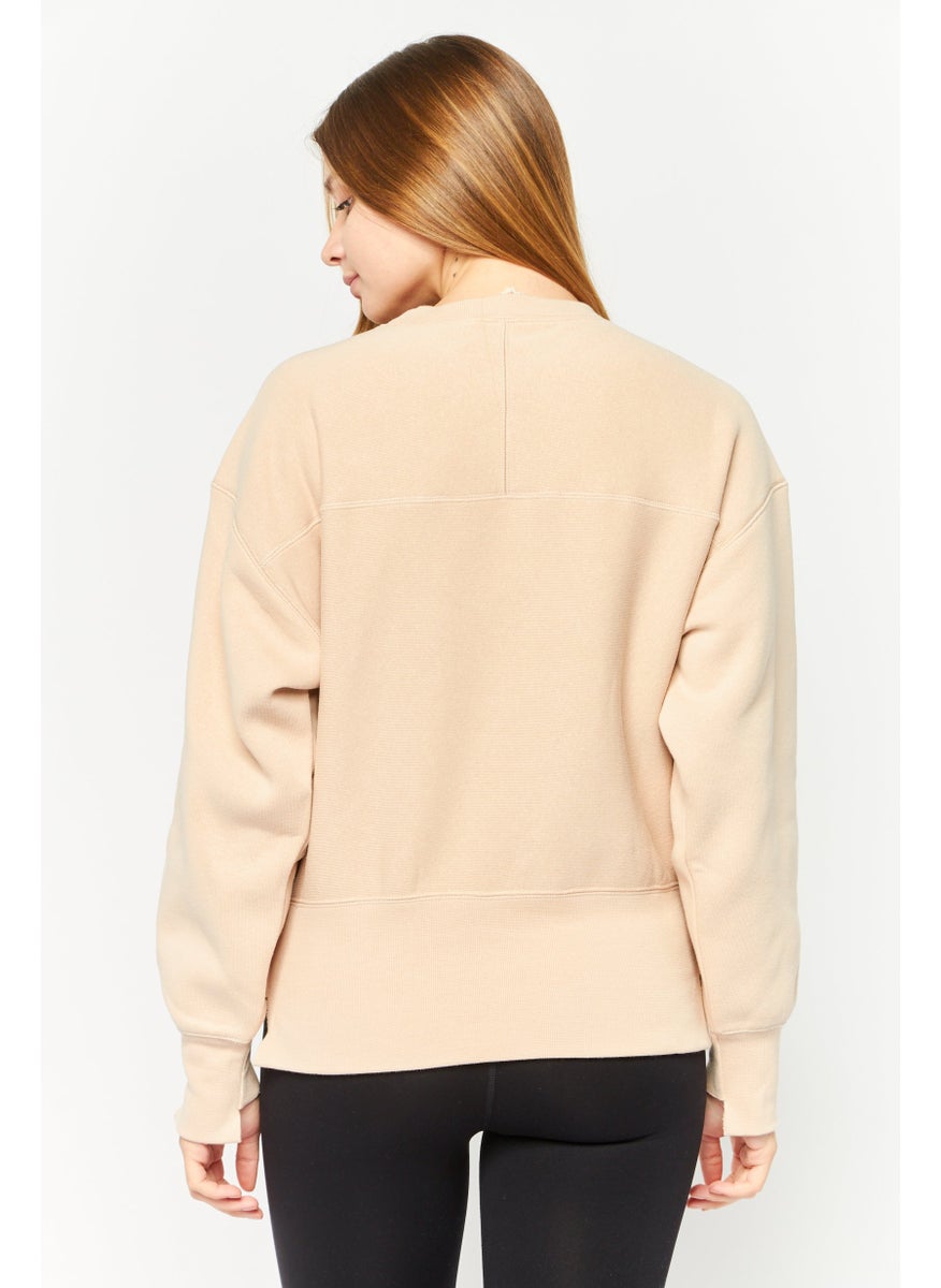 Champion Women Sportswear Fit Long Sleeve Outdoor Sweatshirts, Tan  - Image 4