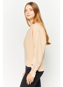 Champion Women Sportswear Fit Long Sleeve Outdoor Sweatshirts, Tan  - Image 3