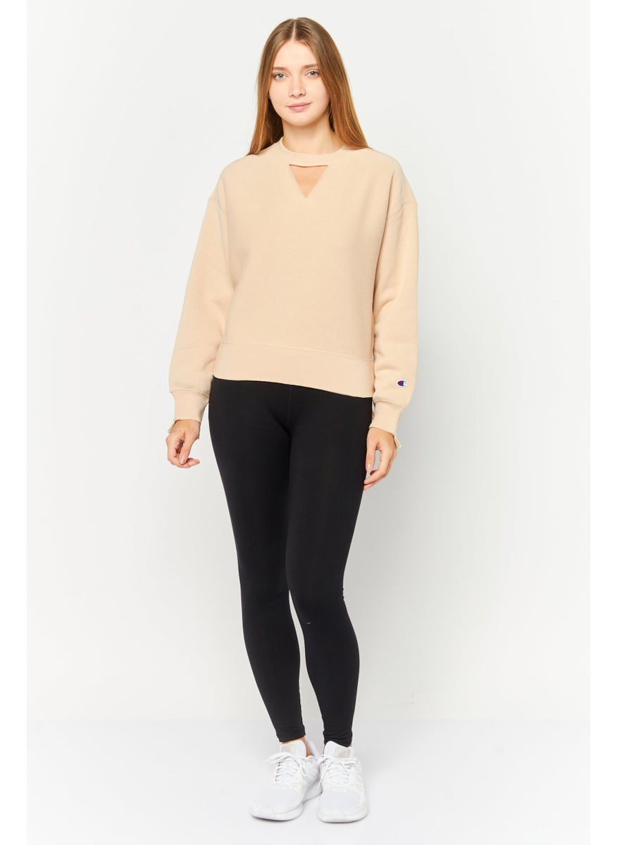 Champion Women Sportswear Fit Long Sleeve Outdoor Sweatshirts, Tan  - Image 2