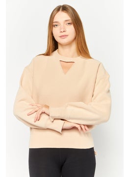 Champion Women Sportswear Fit Long Sleeve Outdoor Sweatshirts, Tan  - Image 1