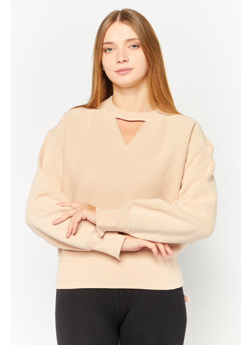 Champion Women Sportswear Fit Long Sleeve Outdoor Sweatshirts, Tan  - Image 1