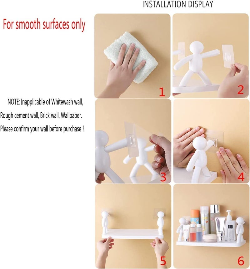 EXPORTTANZA Wall Mounted Plastic Bathroom Shelf/Wall Shelf/Wall Mounted Shelf/Self Adhesive Shelf with 2 Self Adhesive Stickers (White) Pack of 3 - Image 4