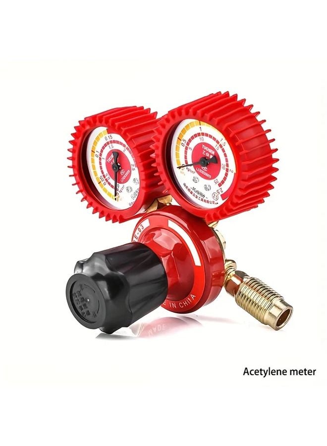 Ordinary Red Acetylene Regulator 0 0 25 MPA Pressure Gauge With Dual Scale Adjustable Knob - Image 2