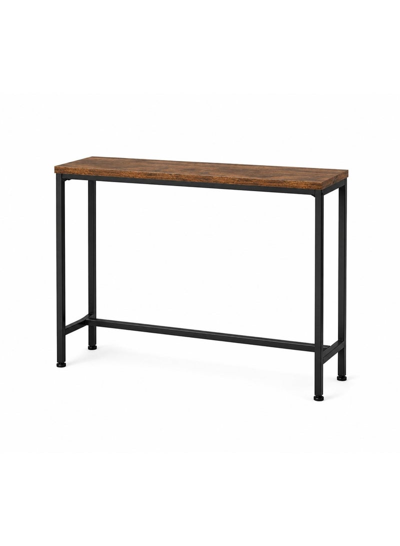 Modern Slim Console Table with Wood Top and Black Metal Frame - Image 4