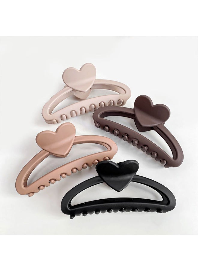 Set of 4 Matte Geometric Oval Hair Claw Clips for Women - Image 1