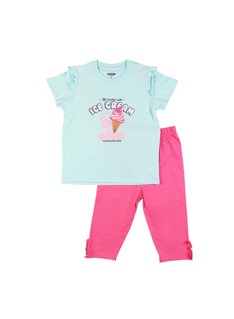 Zercon Summer Pajama Set for Girls 8201 - Image 1