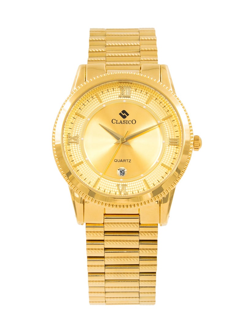 Clasico ساعة فليماستر للرجال كرونوغراف إصدار كل الذهب | حركة كواتز إليت Y121 | مقاومة للماء بقرص دائري | أحزمة من الفولاذ المقاوم للصدأ - Image 1