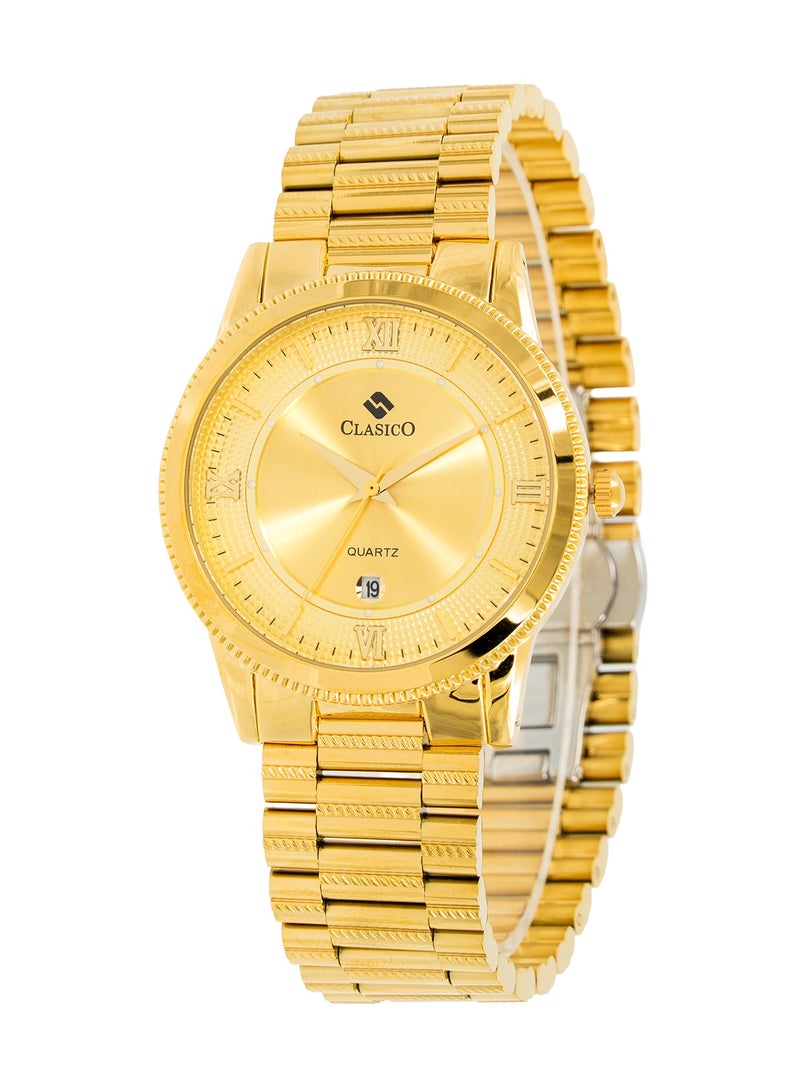 Clasico ساعة فليماستر للرجال كرونوغراف إصدار كل الذهب | حركة كواتز إليت Y121 | مقاومة للماء بقرص دائري | أحزمة من الفولاذ المقاوم للصدأ - Image 3