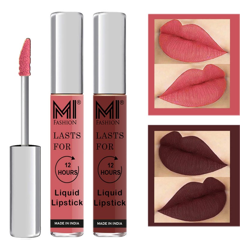 MI FASHION Pure Matte Liquid Lipstick Highly Pigmented Peach Coffee Precise Application With The Wand 35ml For Bridal Look Combo 2 - Image 1