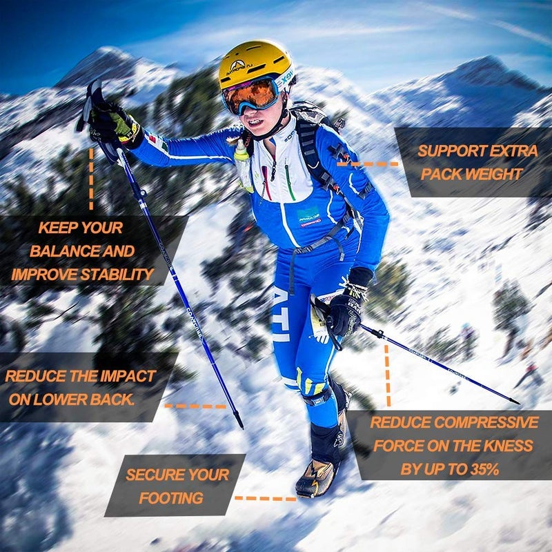 Covacure Trekking Poles Collapsible Hiking Poles - Aluminum Alloy 7075 Trekking Sticks with Quick Lock System, Telescopic, Collapsible, Ultralight for Hiking, Camping - Image 5