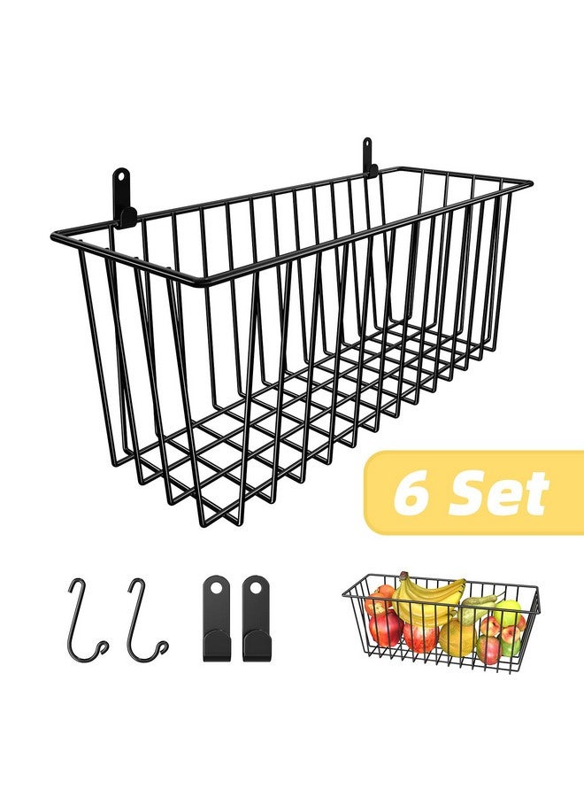 Simple Trending 6 Pack Wire Basket Wall Mount Baskets Hanging Baskets, Cabinets Organizer and Storage with Hooks for Kitchen, Garage and Bathroom - Image 5