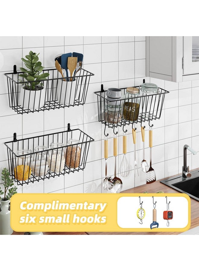 Simple Trending 6 Pack Wire Basket Wall Mount Baskets Hanging Baskets, Cabinets Organizer and Storage with Hooks for Kitchen, Garage and Bathroom - Image 4