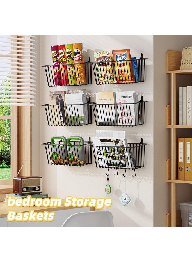 Simple Trending 6 Pack Wire Basket Wall Mount Baskets Hanging Baskets, Cabinets Organizer and Storage with Hooks for Kitchen, Garage and Bathroom - Image 3
